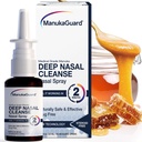 ManukaGuard Grad medical Manuka Honey Natural Nasal Spray cu solutie salina pentru suport de congestie, Sinus si Alergie Relief, Moisturizing Nasal, Noua Zeelanda Honey, MGO 600, 0.65 fl oz Sticla