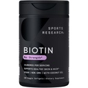 Sports Research® Biotin 10000mcg cu ulei organic de nucă de cocos - Biotin (Vitamina B7) pentru Skin Healthy și suport pentru păr* - pentru femei și bărbați - Vegan, Non-GMO, Gluten & Soy-Free - 120 Veggie Softgels