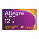 Allegra Adult 12-Hour Allergy Relief Tablets, non-Drowsy Indoor and Outdoor Allergy Medicine, 60 mg Fexofenadine HCI Antihistamin Pill, 12-Count