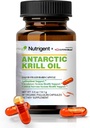 Antarctica Krill Oil 350 mg, lichid umplute capsule organice, Omega-3 EPA, DHA, Astexanthin și Phospolipids Supliment, Suport Inima, Creier & sănătate comună, Fără gust de pește, 30 Conte