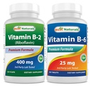 Cele mai bune naturale vitamina B2 (Riboflavină) 400mg & Vitamina B-6 25 Mg