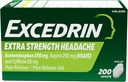 Excedrin Extra Putere Dureri Relief Caplete pentru ajutor de cap, Acetaminofen 250mg, Aspirină 250mg, Cafeina 65mg, Durere Reliever, 200 Conte