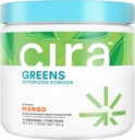 Cira Daily Greens - naturale îndulcite, organic Spirulina Superfood Pulbere cu Premium, Antioxidant-Rich Ingrediente pentru debloare, Digestion, & Energy - Mango, 30 Serviri