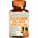 Glucosamină Chondroitin MSM cu Colagen Peptide hidrolizate - Supliment de suport comun cu Querbetin, Bromelain & Boswellia Extract - Colagen pilule pentru unghiile pielii de păr - FSA eligibile 120 Capsuri