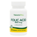 Naturas Plus Acid folic (Metilfolat) - 800 mcg, 90 comprimate Vegane - susține creșterea sănătoasă a țesuturilor - vegetarian, gluten-free - 90 serviri