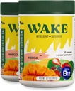 Wake Antioxidant Super Greens, Greens Powder to Reduce Bloat, Spirulina & Chlorella, Vitamina B12, Non-GMO, Digestion Sanatos pentru Femei, Enzime, Probiotice, Acai Berry & Camu Camu, 2 buc pentru 1 cost
