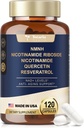 NMNH (Dihidronicotamidă Mononucleotidă), Premium NMN Supliment alternativ cu niacinamidă fără flash (vitamin B3), Quercetină şi Trans-Resveratrol, 120 capsule