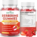 Berberine Gummies,Sugar Free 2000mg High Potence Berberine HCI Supliment, Plus Ceylon Scorțișoară, Milk Thistle pentru femei și bărbați, Sistem imunitar și suport metabolic - 60 Gummies