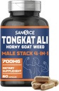 Tongkat Ali Supliment pentru Vitality-Tongkat Ali Extract cu buruieni de capră excitată, Oryzanol & Calostru pentru bărbați, Suplimentul masculin capsule de capră excitată pentru hormon, energie, rezistență(60 capsule)