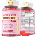 Myo-Inositol & D-Chiro Inositol Gummies Sugar Free, Ideal 40:1 Ratio Inositol Supliment pentru femei w/Vegan Omega-3, D3, Magneziu, Folat de metil, B12, Inositol Multivitamine pentru sănătatea generală a femeilor