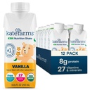 KATE Farms Organic Kids Nutrition Shake, Vanilla, 8g de proteine, 27 Vitamine si Minerale, Masa de inlocuire Drink, Proteine Shake, Gluten Free, Non-GMO, 8.45 Fl oz (Pachet de 12)