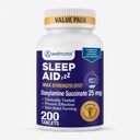 Welmat - Ajutor pentru somn pe timp de noapte - Doxilamină Succinat 25 mg - pentru adulţi şi copii 12+ - 200 comprimate