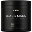 ELMNT 40 000 mg 40x Putere Organic Black Maca Root w. Ashwagandha - #1 Cel mai mare potenta Black Maca capsule rădăcină pentru bărbați Supliment 40:1 Extract - 100% pur Maca Peruana Maca pulbere Pastilele Gelaminate