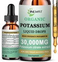 Potasiu Magneziu Picături lichide - Supliment lichid organic - Citrat de potasiu de înaltă absorbţie 1000 mg Magneziu Glicinat 500mg Calciu pentru inimă, Crampe & musculare - non-GMO, Vegan, 2 oz