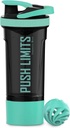 Mod artoid 24-Once Proteine Shaker Sticla, Dual Mixing Technology, BPA gratuit, Aqua Green/Black