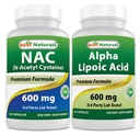 Cele mai bune naturale NAC 600 mg & Alpha Acid lipoic 600 mg