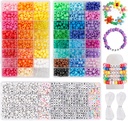 Quefe 3960pcs Pony margele pentru prieteni brățară de luare Kit 48 Culori Kandi margele set, 2400pcs plastic Rainbow vrac și 1560pcs margele scrisoare cu 20 Meter fire elastice pentru craft bijuterii colier