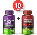 OrzAX Milk Thistle Plus 120 Capsule Vegatable şi Premium Ginseng 120 Capsule Vegatable, Bundle