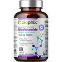 biofix B-3 Nicotinamidă 1000 mg 60 comprimate Extra Putere Timed Eliberare - Nicotinic Amide Niacin Natural Flush-Free Vitamina Formula - Susţine sănătatea celulelor cutanate