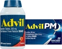 Advil Pain Relieiver și Reductor de febră, Ibuprofen 200mg pentru ameliorarea durerii - 300 Conte, Advil PM Durere Reliever și somn de noapte Ajutor, Ibuprofen pentru calmarea durerii și difenhidramină Citrat - 20 Conte