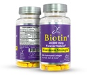 JE Natural Biotin Hair Piele și unghii Vitamine, Vitamina C, Biotina și Suplimente Colagen care fac parul sa creasca mai rapid și mai lung, pentru toate vârstele, 60 capsule de Biotin 20000mcg Putere maximă.