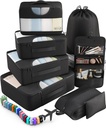 Veken 10 Set/8 Set Cuburi de ambalare pentru Essentials de călătorie, Suitcase Organizator Bags în 4 Dimensiuni, Carry-On accesorii de bagaje cu sac mare spălătorie și toaletă, Must-au pentru avion, Road Excursie & Camping