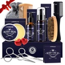 Lionmane Beard Care Cadouri de Craciun Kit pentru barbati, Barbă Mustace Grooming Kit-Beard Balm, Beard Wash, Beard Oil, Brush, Foarfece, Aniversare Cadouri de Ziua Recunostintei pentru sot/Boyfriend/Tad/Him