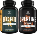 Bundle of Sucursala Amino Acids Suplimentul și puterea de mare Tri Pastile de fază Creatine - Capsulele BCAA Vegan Post Antrenament Recuperare musculare și de sprijin de creștere - Muscle Mass Gainer și recuperarea musculară