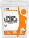 BulkSupplements.com Pudră organică Chlorella - Perete de celule sparte, Superfood verde pulbere, supliment Chlorella - Gluten gratuit, 3g per Serving, 100g (3.5 oz) (Pachet de 1)