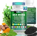 Sea Moss 7000mg - Black Seed Oil 2000mg - Ashwagandha 1000mg - Bladderwrack 1000mg - Turmeric 1000mg - Burdock 1000mg - Vitamina C 90mg - Vitamina D3 1000UI - Multiple Minerale 350mg - 180 Capsule