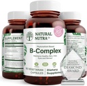 Natural Nutra Vitamina B Complex cu Niacin, Folate, Tiamin, Biotin, Sprijină Sistemul Nervos Sănătate, Promovează Metabolism, Piele, Ochi și Sănătatea Părului, Întreaga Supliment alimentar, 60 Capsule vegetariene