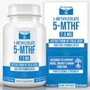 L-Metilfolat 7,5 MG, Optimizat şi înalt bioactivă Folat de metil, 5-MTHF Supliment pentru Mood şi Suport Imun, naturale Dieta Supliment pentru energie, non-GMO & Gluten-Free, 90 capsule