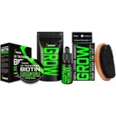 Kit de creștere barbă w/Grow XXL Barbă ulei / Serum pentru creșterea părului facial pentru bărbați + 100% Înlocuire pe durata vieții Boar Bristle Brush + 2X îngroșare Biotin Mustață Wax & Balm pentru bărbați - Formulat în America