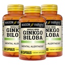 MASON NATURAL Ginkgo Biloba, 3 luni de aprovizionare, ajută la îmbunătăţirea stării de alertă mintală şi susţine funcţia optimă a creierului, 60 capsule (3 ambalaj)
