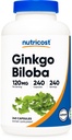 Nutricost Ginkgo Biloba 120mg, 240 capsule - Extra Putere extract Ginkgo Biloba - Gluten Free & Non- GMO