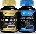 Magnesium Glycinate Capsules - 750mg - Magnesium Supplement High Absorption Supplement │Shilajit Pure Himalayan Organic Capsules with Naturally Occuring Fulvic Acid