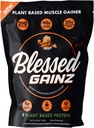 BLESSED Gainz Vegan praf de proteine în masă Gainer - 40g de plante pe bază de praf de proteine - Masa de schimb Shake cu Pea Proteina pulbere - Vegan Proteina Shake - 40 Serviri (Unt de Peanut)