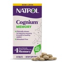 Natrol Cognam Memorie, Suplimente de sanatate a creierului pentru adulti, Supliment alimentar pentru sanatatea creierului si aratat clinic pentru a imbunatati memoria si reamintire la adulti sanatosi, 60 comprimate, până la o aprovizionare de 30 zile