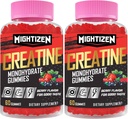 Creatina pentru barbati si femei Creatina Monohidrat Gume, Creatina Monohidrat per Servire cu Taurina & Vitamina B12, Pre-Garning pentru putere maxima, energie si rezistenta - 2 Pack