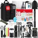 Kit de supravietuire, 250Pcs Gear de supravietuire Kit de prim ajutor cu Molle Sistem Compatibil sac și cort de urgență, Kit de urgență pentru cutremur, Aventura în aer liber, Drumeții, Vânătoare, Cadouri pentru bărbați Femei