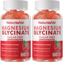Magneziu Glycinate Gumries 1000mg - Zahăr gratuit de magneziu supliment de potasiu cu vitamina D, B6, CoQ10 pentru calm Mood & Sleep Support - 120 Căpșuni Gumies - 2 ambalaj