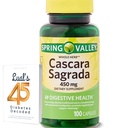 Cascara Sagrada 450mg. Spring Valley Cascara Sagrada 450mg 100 Conte, Întregul Herb Cascara Sagrada Digestive Health Supliment alimentar Capsule Bundle cu 45 Diabet zaharat Luall decodat