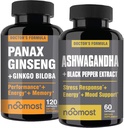 NooMost Autentic Coreean Red Panax Ginseng + Organic Ashwagandha cu Ginkgo Biloba & Black Pepper