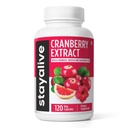 RĂMÂNȚI ALVE Pastile de cranberry pentru femei și bărbați 1000mg cu D-manoză, Hibiscus și extract de semințe de grepfrut, 120 Conte, D-mannose Cranberry Supliment, Vegan, non-GMO și capsule de pulbere fără gluten