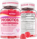 Probiotice vaginale Gummies for Women PH Balance, Odor Control with Prebiotics, Cranberry, D-Mannose, Promovează Feminine Vaginal Flora, Tract urinar, Drojdie, Suport digestiv, Zahăr gratuit,60Cts