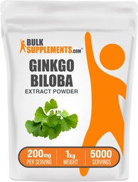BulkSupplements.com Ginkgo Biloba Extract pulbere - de la Ginkgo Biloba Leaf, Antioxidant Sursa, Herbal Supplement - Gluten gratuit, 200 mg per Serving, 1kg (2,2 lbs) (Pachet de 1)