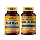Sandhu Herbals Zinc 30 mg Supliment și Organic 4 în 1 capsule Ashwagandha cu țigări Psihologie Skin, Imun Sistem Non-GMO