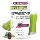 JYM Greens Super Food Powder for Performance, Blueberry Acai, Spirulina, Ciuperci, Vitamine, BroccoPhane & Broccoli, Men & Women, 30 Servings