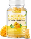 Zinc de calciu Magneziu cu vitamina D3 Supliment, Gume de calciu fără zahăr pentru femei, Gume de zinc de înaltă absorbţie pentru Bone & Muscle & Immune Health, Vegan Mango Flavor - 60 Conte