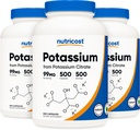 Nutricost Citrat de potasiu 99mg, 500 capsule (3 flacoane)